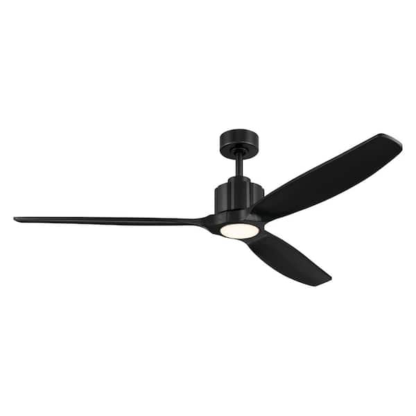 Calyx 3 Blade 60 in. Indoor Ceiling Fan in Matte Black with Solid Wood Matte Black Blades