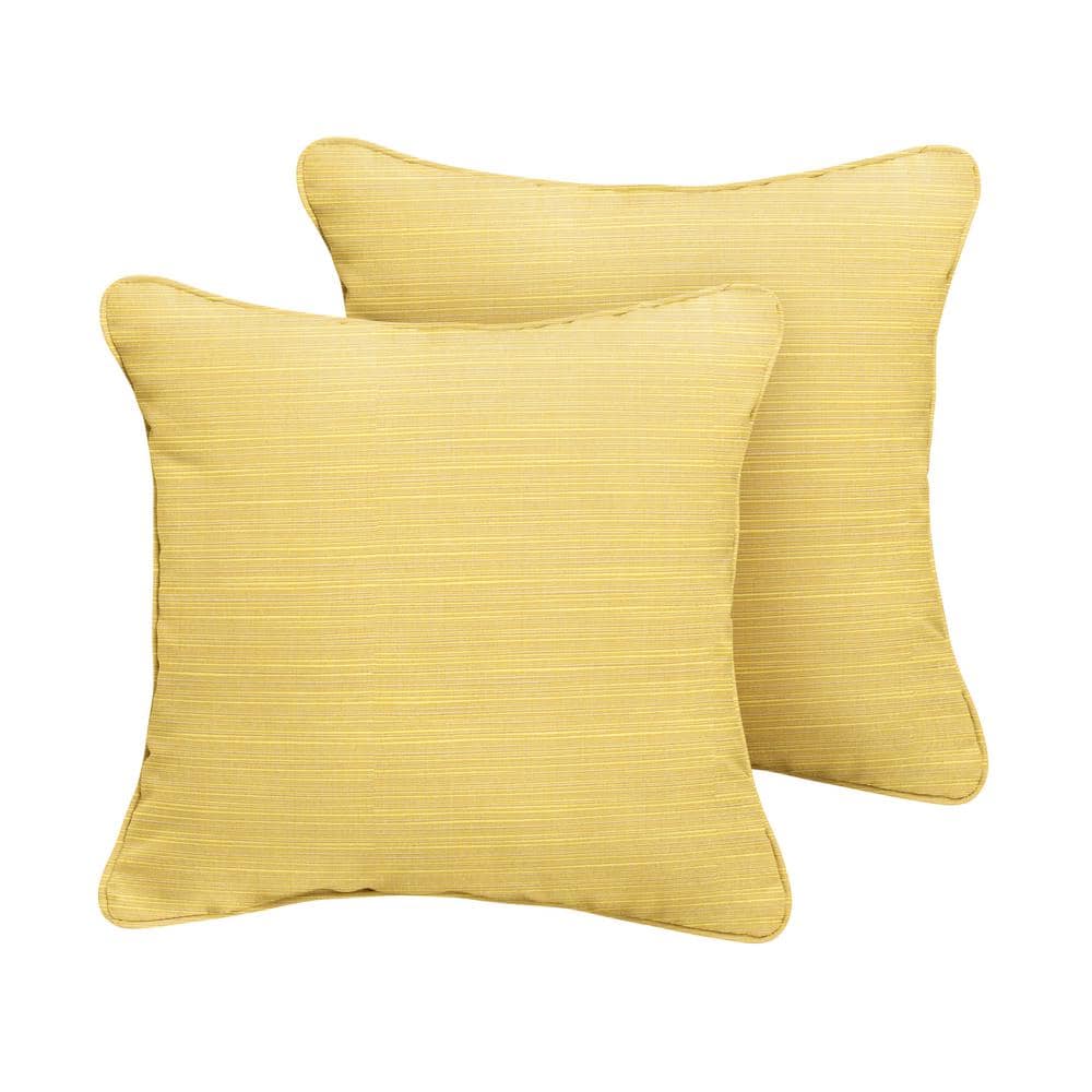 Sunbrella Dupione Cornsilk Outdoor Corded Throw Pillows (2-Pack)