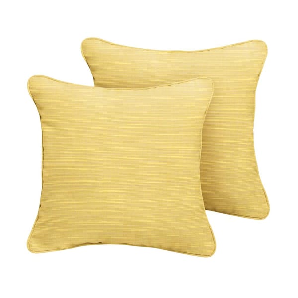 SORRA HOME Sunbrella Dupione Cornsilk Outdoor Corded Throw Pillows (2-Pack)