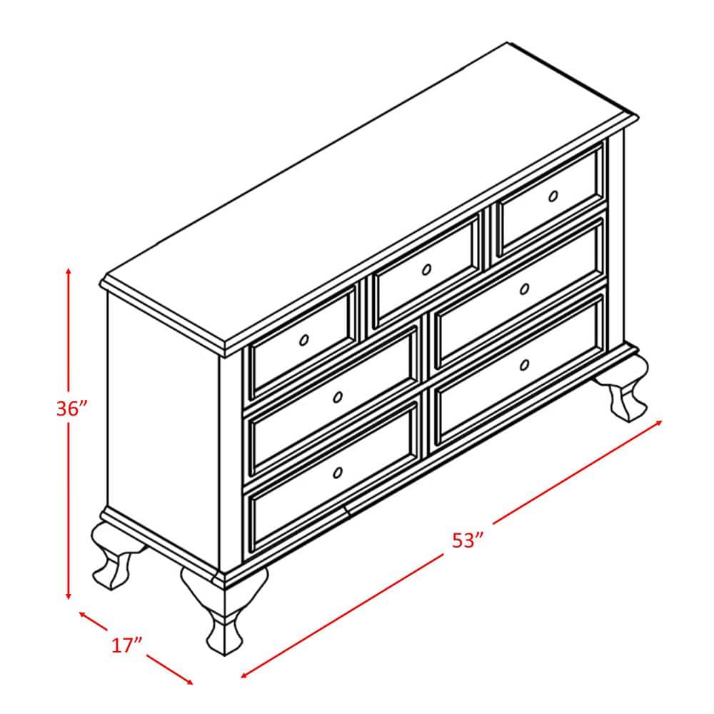 White Double Dresser with Felt Lined Drawers
