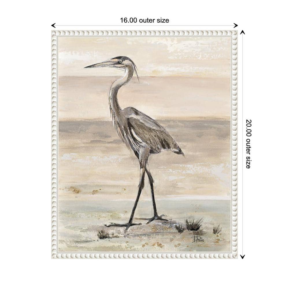 Beaded White Framed Egret Canvas Wall Art 16 x 20-in