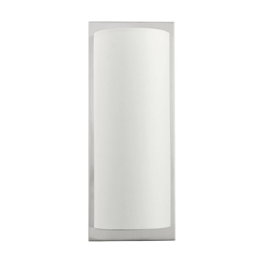 Brushed Nickel 2-Light Sconce with Off-White Fabric Shade