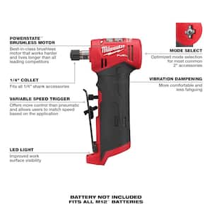 M12 FUEL 12V Lithium-Ion Brushless Cordless 1/4 in. Straight & Right Angle Die Grinder Kit with Battery & Charger