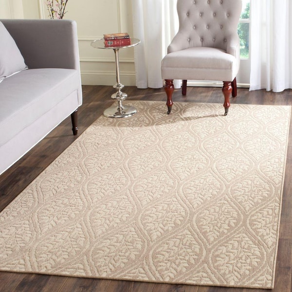 Palm Beach Sand/Natural 4 ft. x 6 ft. Floral Area Rug
