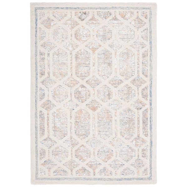 Artistry 4 ft. x 6 ft. Ivory/Gold Border Interlace Area Rug
