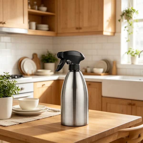 17 fl oz. Stainless Steel Olive Oil Sprayer Seasoning Kitchenware Tools for BBQ, Cooking, Frying and Grilling, Silver