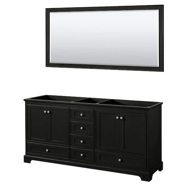 Wyndham Collection Deborah 71 in. Double Bathroom Vanity Cabinet Only with 70 in. Mirror in Dark Espresso