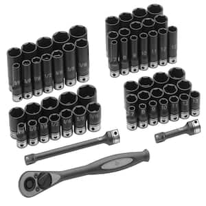 3/8 in. Drive Fractional and Metric Duo-Socket Set (59-Piece)