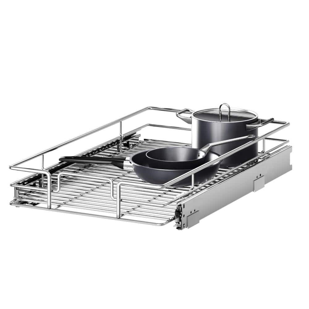 25.5 in. W x 21.5 in. D 1-Tier Pull Out Cabinet Organizer Heavy Duty Slide Out Drawer in Chrome price history on PriceWatchPro