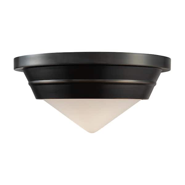 ALORA Willard 10 in. 1-Light 60-Watt Urban Bronze/Opal Matte Glass Flush Mount