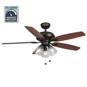 Rockport 52 in. Indoor LED Bronze Ceiling Fan with Light Kit, Downrod, and 5 Reversible Blades