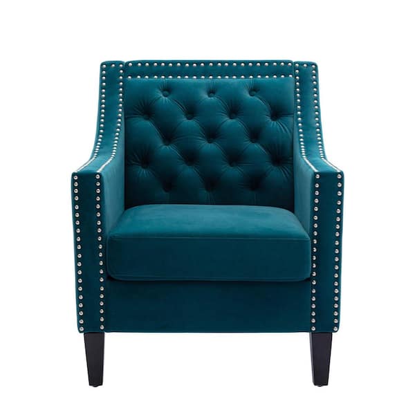 wetiny 27 in. Wide Green 2-Seat Square Arm Velvet Mid-Century Modern Straight Sofa