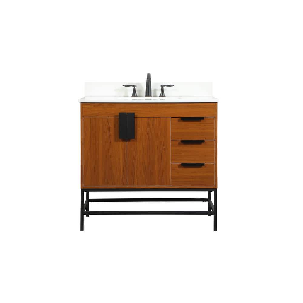 Simply Living 36 in. W x 22 in. D x 33.5 in. H Bath Vanity in Teak with Ivo