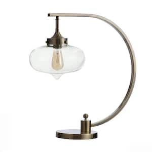 23 in. Antique Brass, Clear Task And Reading Table Lamp for Living Room Clear Glass Shade