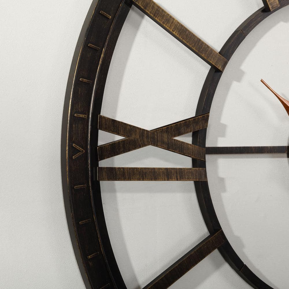 Oversized Bronze and Gold Roman Numeral Wall Clock