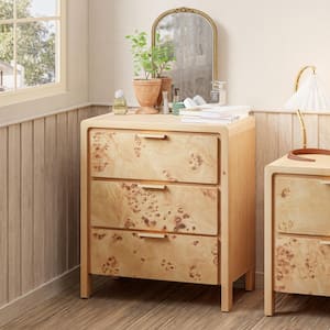Natural Wood 3 Drawer Accent Chest of Drawers