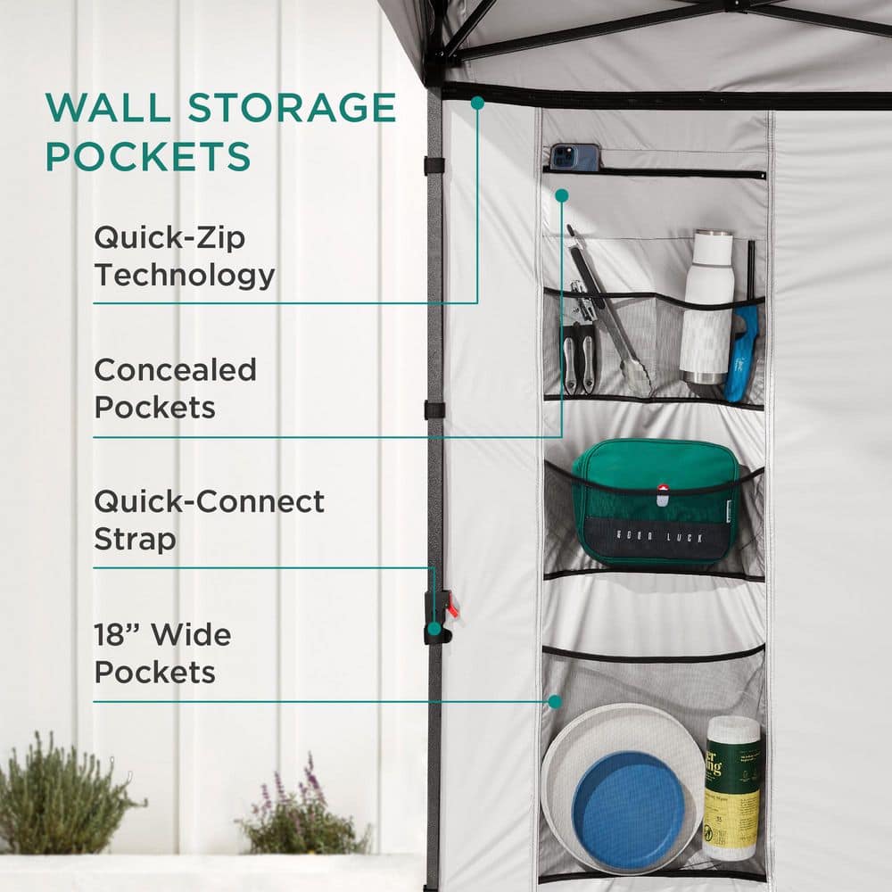 Silver 10x10ft Easy Setup Pop Up Canopy Tent with Side Wall