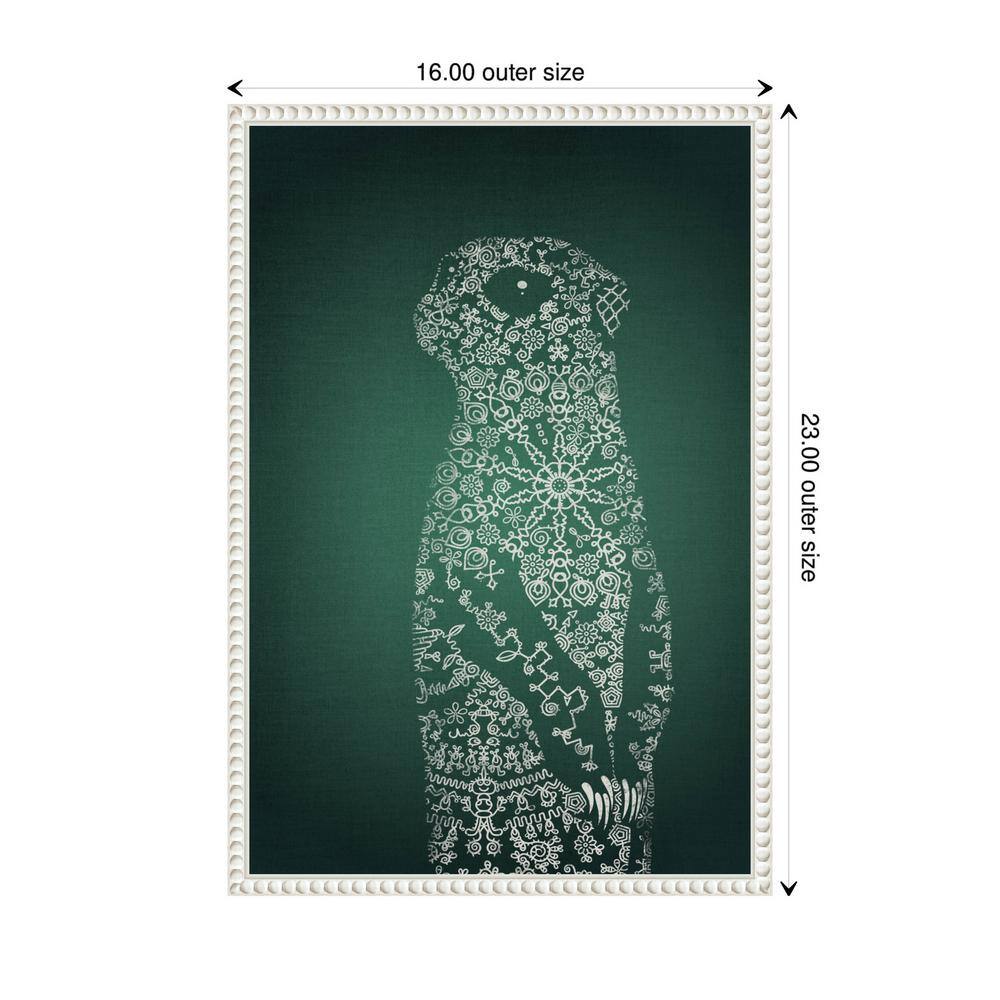 The Emerald Meerkat White Beaded Framed Canvas Art