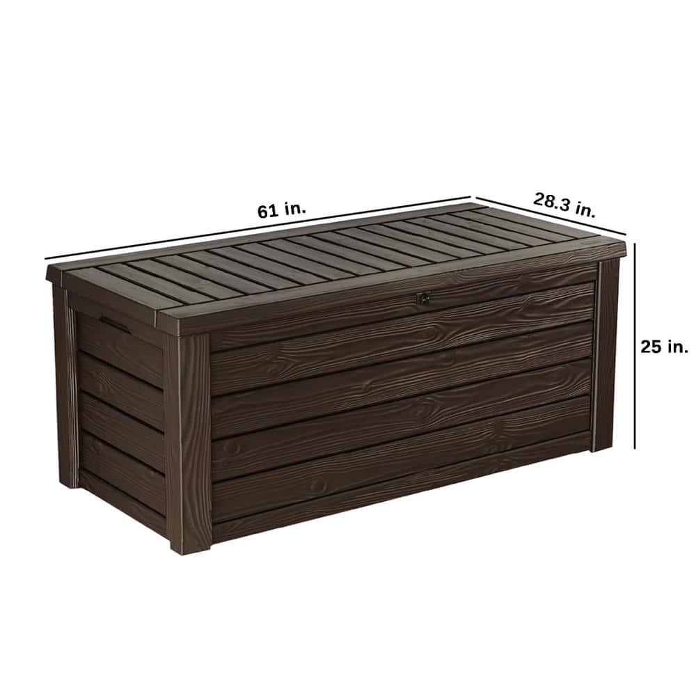 Westwood Resin Wicker 150 Gallon Outdoor Storage Deck Box, Dark Brown