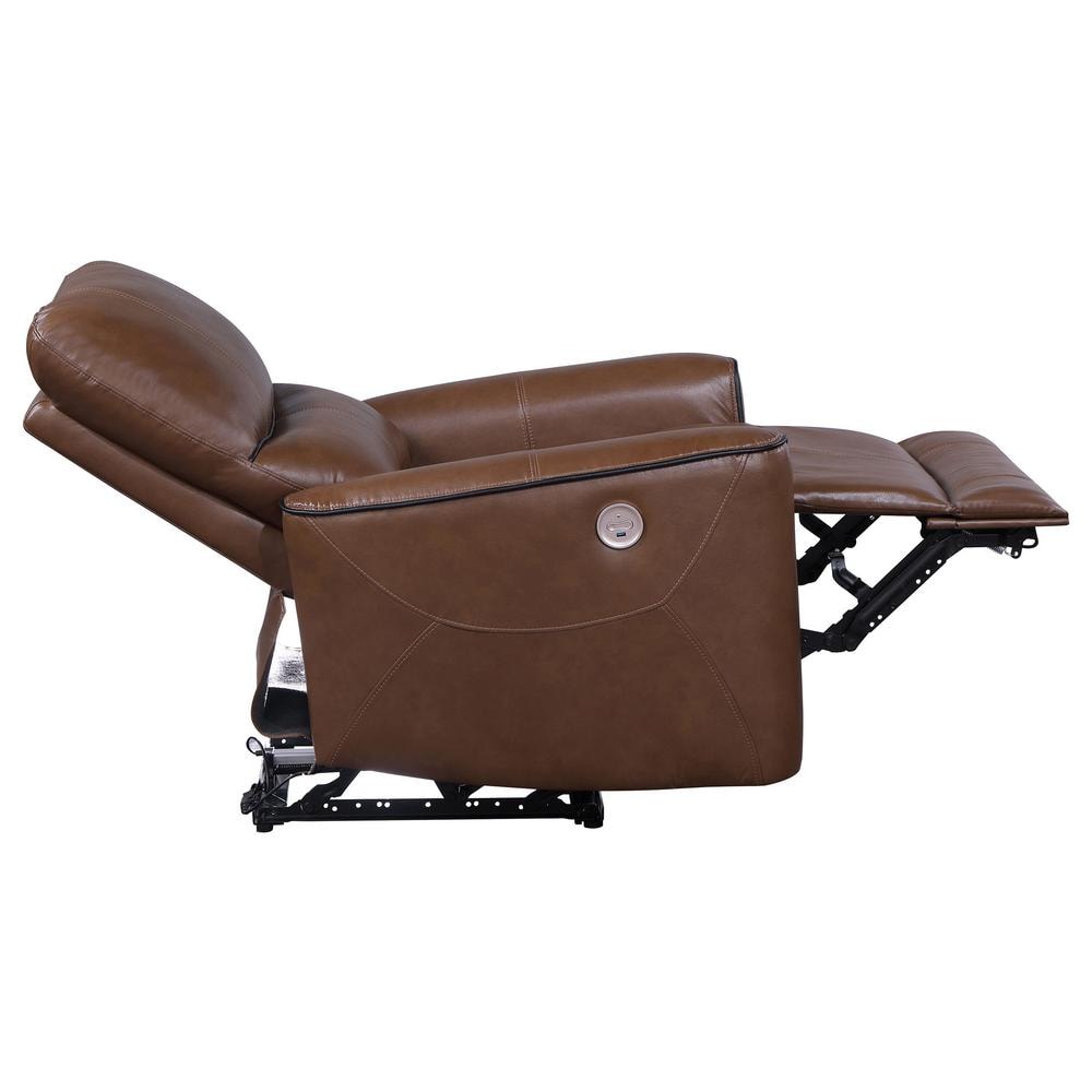 Dark Brown Faux Leather Power Recliner Chair