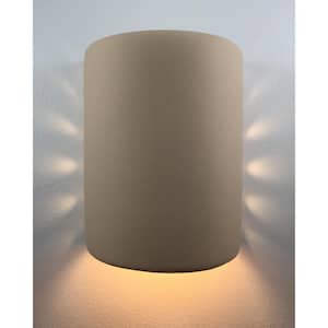 Side Hole 1-Light Ceramic Sand Colored Hardwired Indoor/Outdoor Wall Mount Sconce