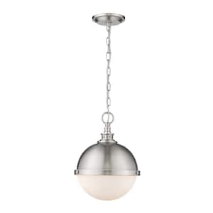 2-Light Brushed Nickel Mini-Pendant with Opal Etched Glass Shade
