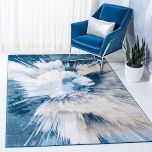 Lagoon Beige/Blue 7 ft. x 7 ft. Abstract Gradient Square Area Rug