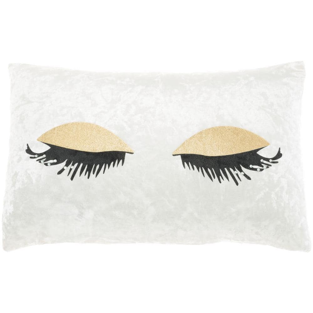 Gold and Black Velvet Lumbar Throw Pillow with Faux Crystal Accents