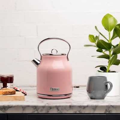 Heritage 7-Cup English Rose Cordless Stainless Steel Retro Electric Kettle with Auto Shut-Off