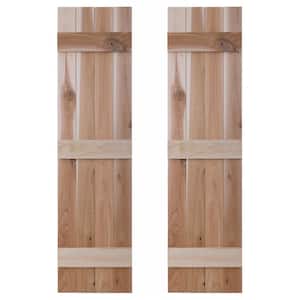 14 in. x 36 in. Wood Traditional Unfinished Board and Batten Shutters Pair