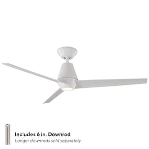 Slim 52 in. Integrated LED Indoor/Outdoor Matte White 3-Blade Smart Ceiling Fan with Light Kit and Remote Control
