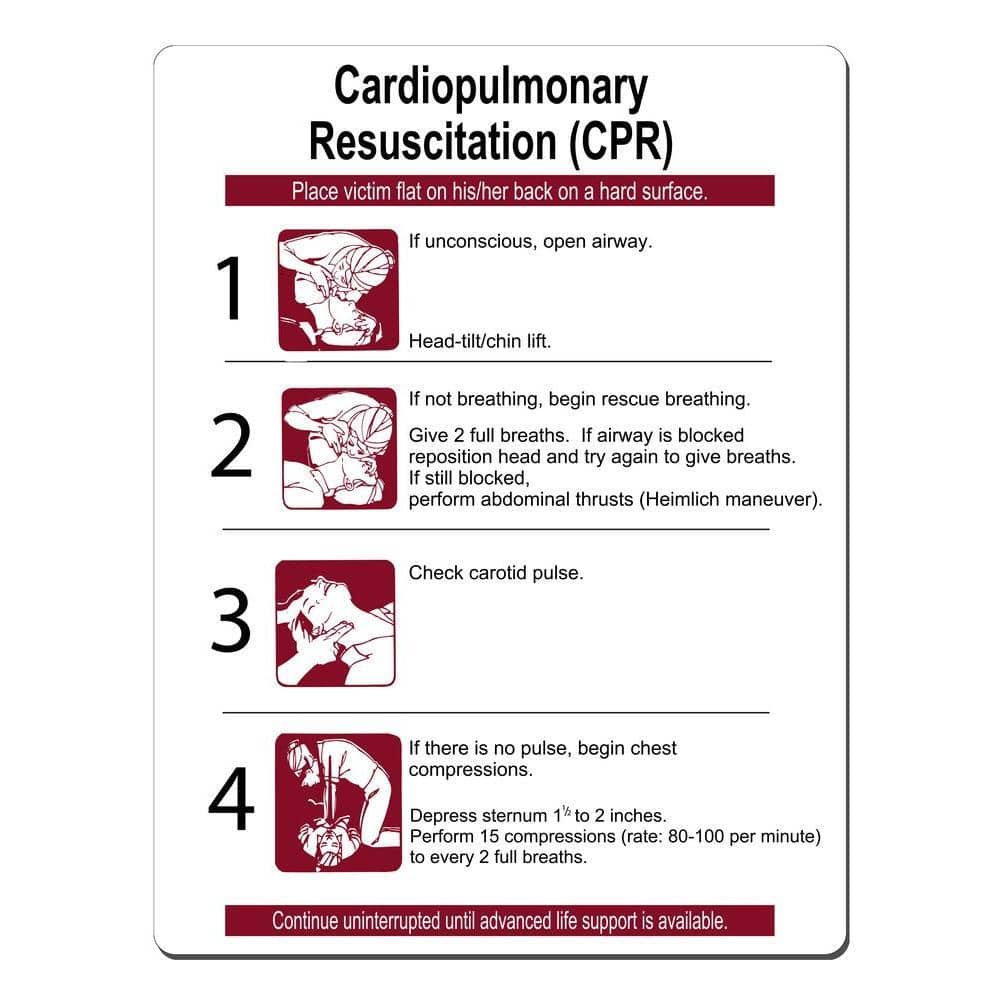 CPRプログラム Lynch Sign 18 in. x 24 in. CPR Instructions Sign Printed on More