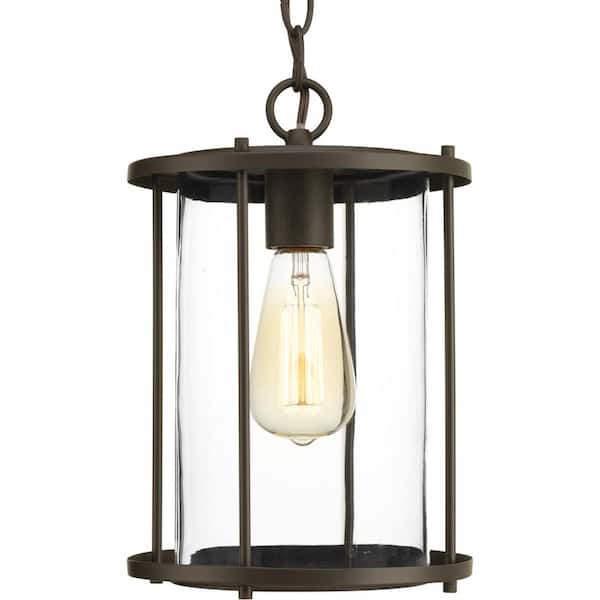 Progress Lighting Gunther Collection 1-Light Antique Bronze Clear Glass Farmhouse Outdoor Hanging Lantern Light