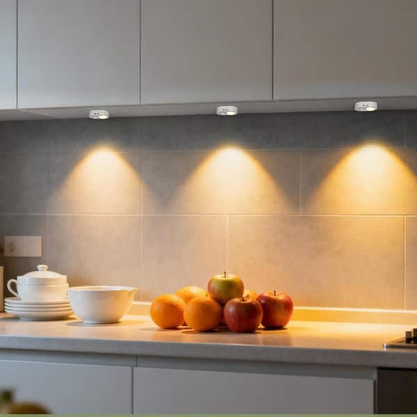 3-Pack White LED Under Cabinet Lighting for Kitchen, Motion Sensor Dimmable Under Counter Lights with Remote