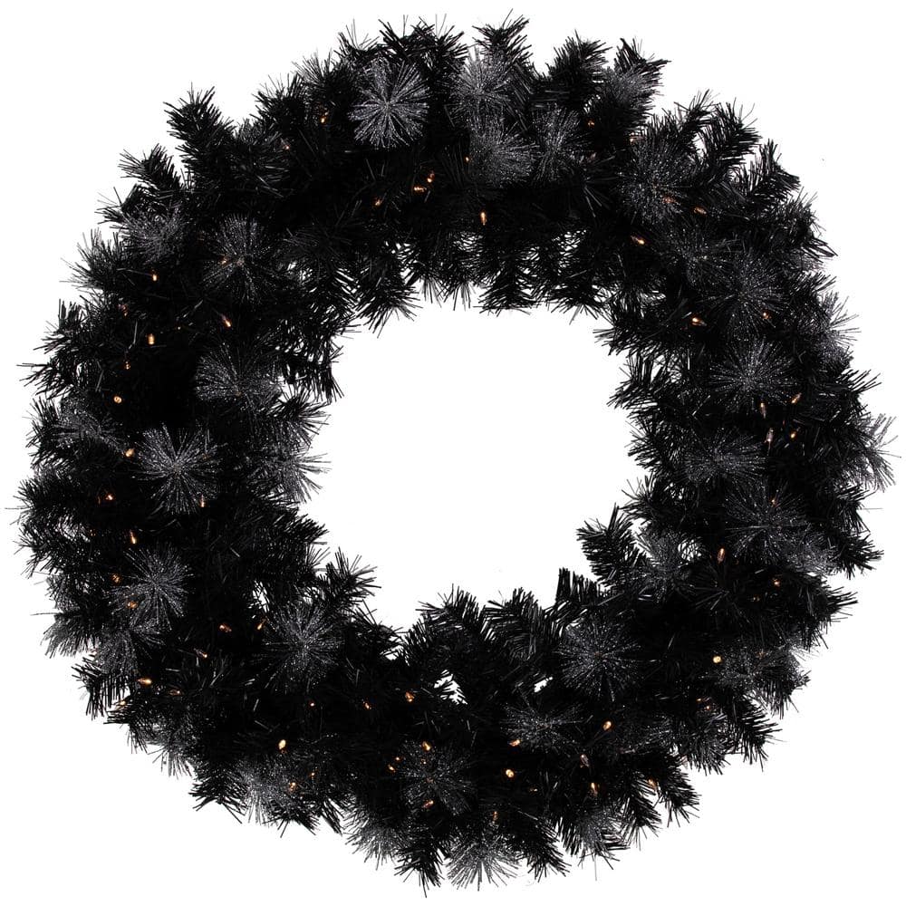 Silver Shimmer 36" Pine Artificial Christmas Wreath with Warm White LED Lights