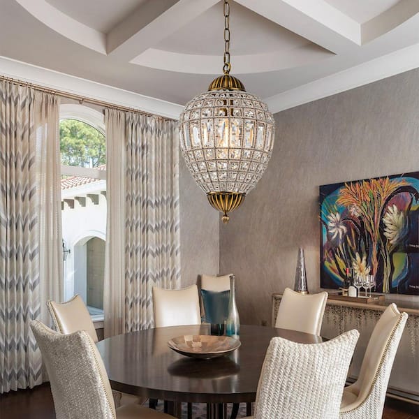 Allenglade 1-Light Dimmable Brass Chandelier with Crystal Accent