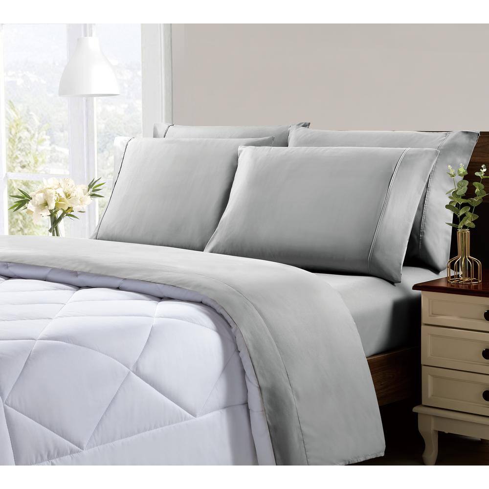 Light Grey Ultra Soft Microfiber King Sheet Set with CoolMax