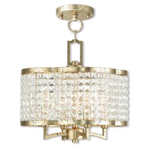 Grammercy 4 Light Hand Applied Winter Gold Convertible Mini Chandelier/Ceiling Mount