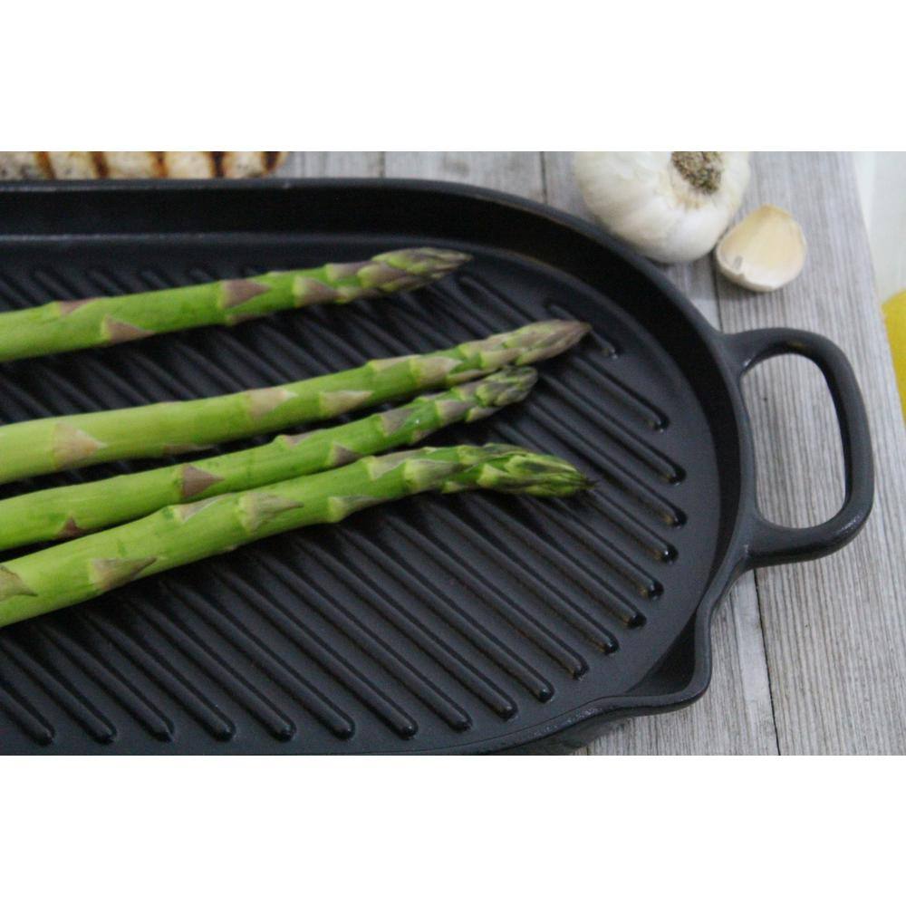 Medium Black Enameled Cast Iron Oval Grill Pan
