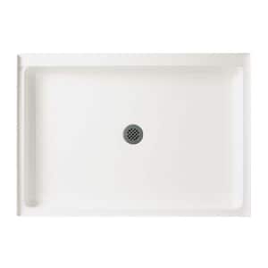 34 in. x 48 in. Solid Surface Single Threshold Center Drain Shower Pan in White