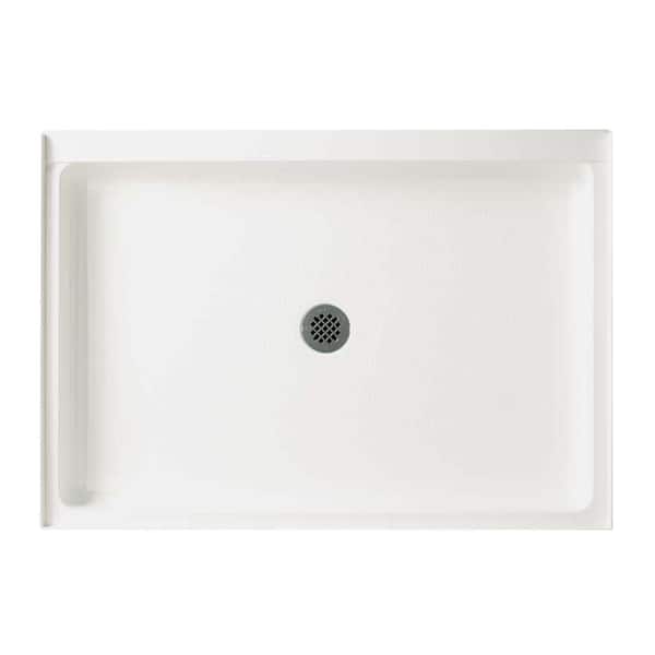 Swan 34 in. x 48 in. Solid Surface Single Threshold Center Drain Shower Pan in White