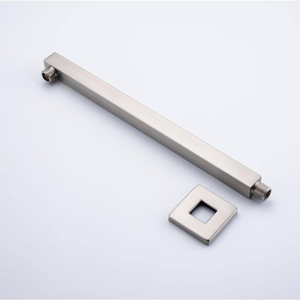 16" Brushed Nickel Square Wall-Mount Shower Arm