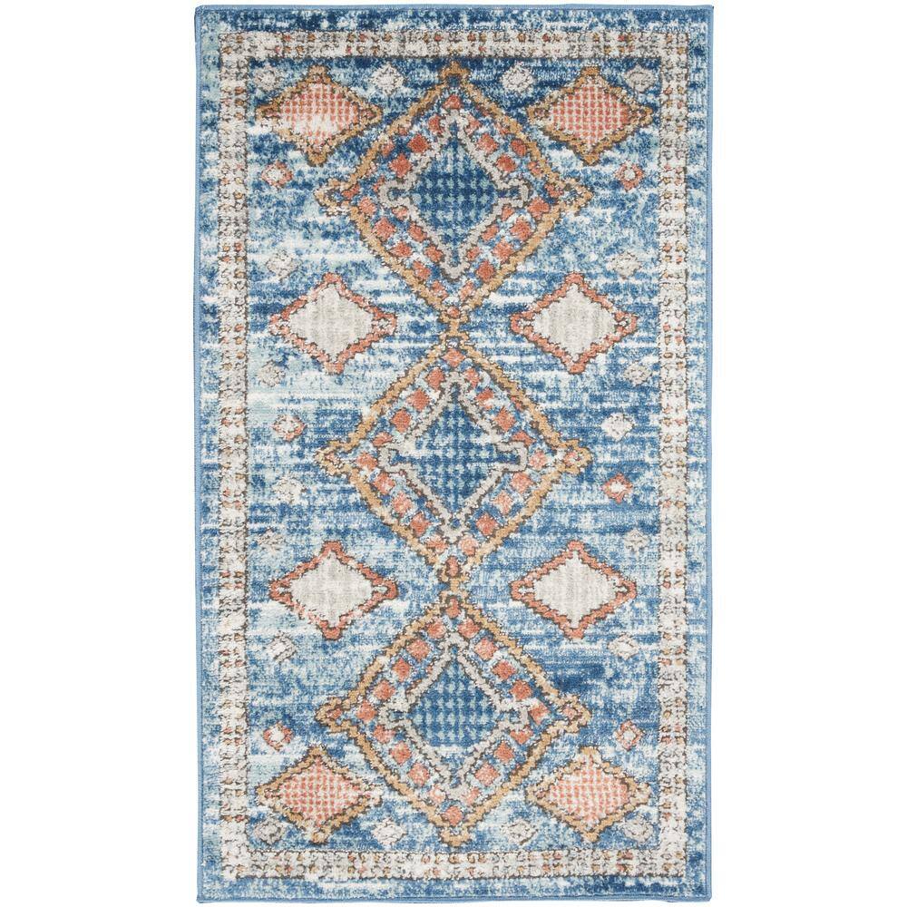 Concerto Moroccan Blue Rectangular Area Rug 2'2" x 3'9"