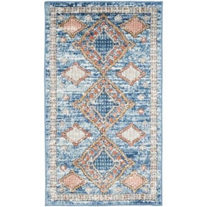 Concerto Blue 2 ft. x 4 ft. Border Contemporary Kitchen Area Rug