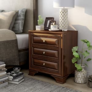 Liam 3-Drawer Brown Cherry Nightstand