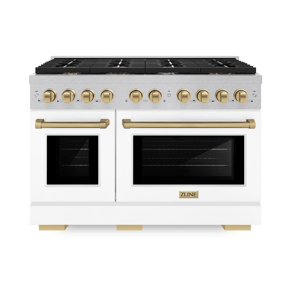 Autograph 48 in. Paramount Double Oven Dual Fuel Range with 8 Burners in Satin Steel with White Doors and Bronze Accents price history on PriceWatchPro