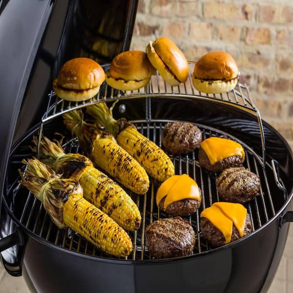 Master-Touch 22 in. Charcoal Grill in Black with Built-In Thermometer with Grill Cover