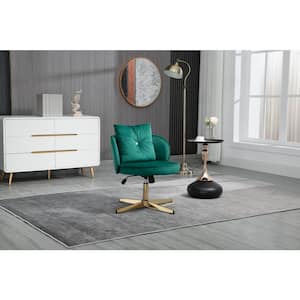 Modern Contemporary Emerald Velvet Upholstered Swivel Barrel Accent Chair
