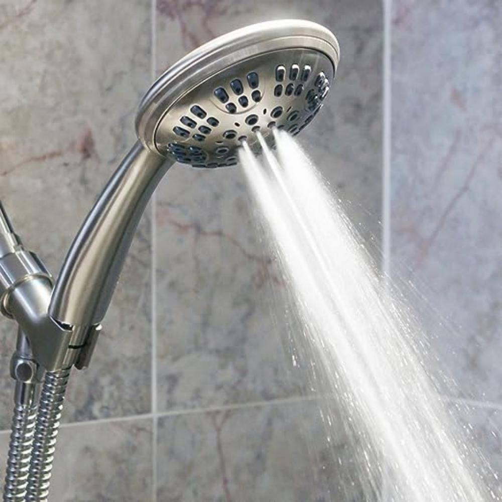 Brushed Nickel Handheld Shower Head with 6 Spray Settings