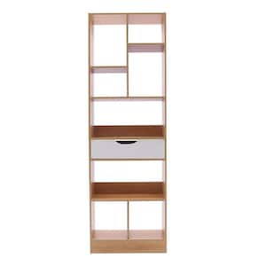Freestanding 8-Tier Storage Cabinet Organizer Wooden Shelving Unit with Drawer (19.68 in. W x 61.02 in. H x 7.87 in. D)